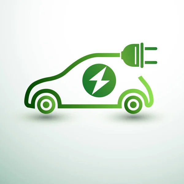 Elektrische Auto Concept Groene Schijf Met Batterij Symbool Vector Illustratie — Stockvector