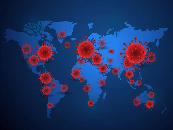 Illustratie Achtergrond Van Covid Kaart Bevestigd Gevallen Wereldwijd Rapporteren Ziektesituatie — Stockvector