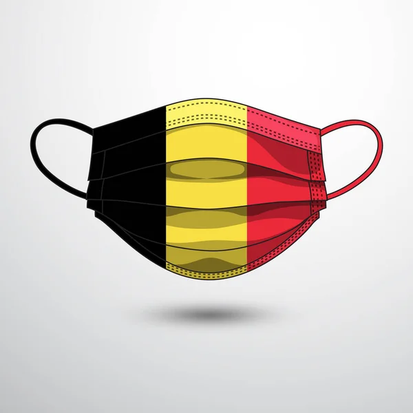 Медицинская Маска Государственным Флагом Бельгии Качестве Иконы Белом Защитный Вирус — стоковый вектор
