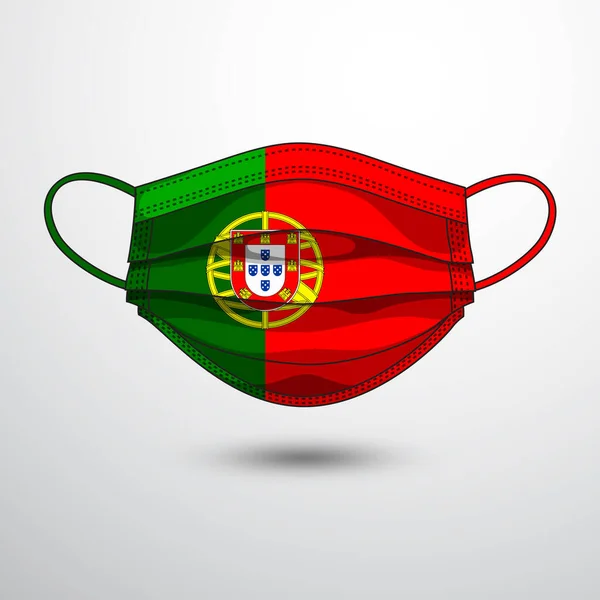 Máscara Médica Con Bandera Nacional Portugal Como Icono Blanco Virus — Vector de stock