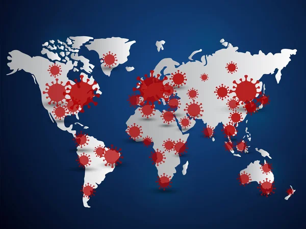 Covid Map 배경은 세계적으로 보고를 확인하였다 코로나 바이러스 상황은 2020 — 스톡 벡터