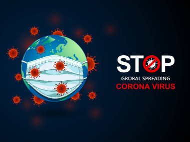 Dünya Corona virüs saldırısı konsepti. Dünya Corona virüsüyle savaşıyor. Virüse karşı mücadele kavramı, tehlike ve halk sağlığı risk hastalığı