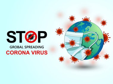 Dünya Corona virüs saldırısı konsepti. Dünya Corona virüsüyle savaşıyor. Virüse karşı mücadele kavramı, tehlike ve halk sağlığı risk hastalığı