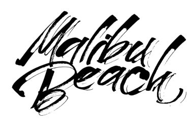 Malibu Beach. Serigraf baskı için yazı Modern hat el