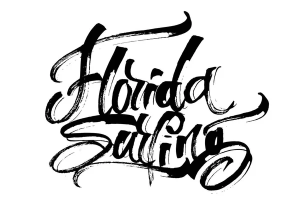 Floride Surf. Calligraphie moderne Lettrage à la main pour sérigraphie Imprimer — Image vectorielle