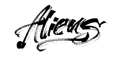 Uzaylılar. Serigraf baskı için yazı Modern hat el