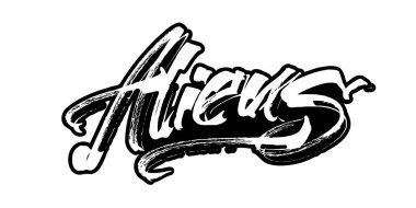 Uzaylılar. Serigraf baskı için yazı Modern hat el