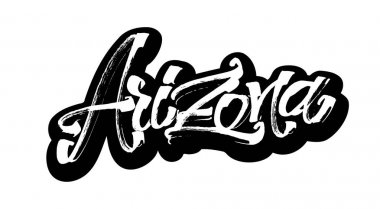 Arizona. Etiket. Serigraf baskı için yazı Modern hat el