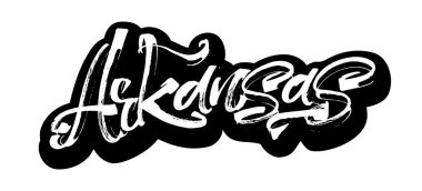 Arkansas. Etiket. Serigraf baskı için yazı Modern hat el