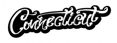 Connecticut. Etiket. Serigraf baskı için yazı Modern hat el