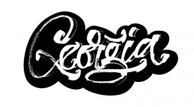 Gürcistan. Etiket. Serigraf baskı için yazı Modern hat el