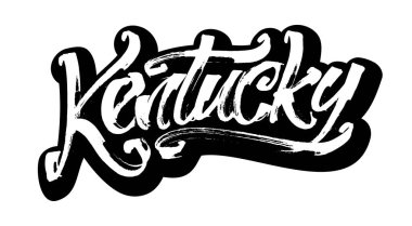 Kentucky. Etiket. Serigraf baskı için yazı Modern hat el