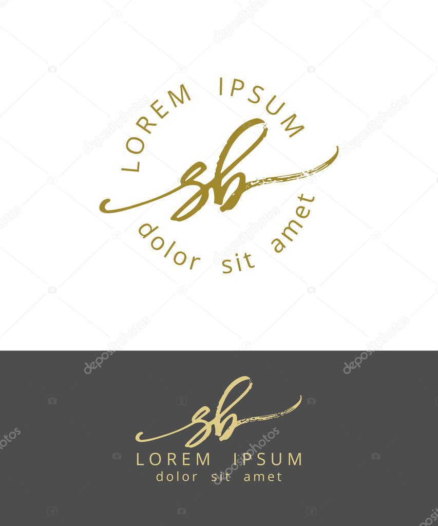 S B. Handdrawn Brush Monogram Calligraphy Logo Design Work