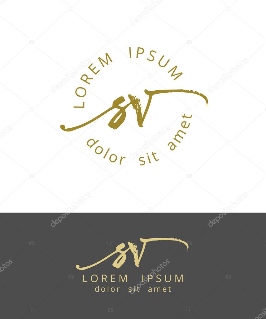 S V. Handdrawn Brush Monogram Calligraphy Logo Design Work