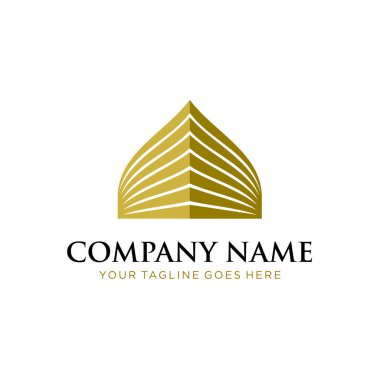 Zarif emlak logosu tasarım vektör şablonu çizimi. premium bina, işletme, finans, şirket, şirket, konut, apartman, sanayi simgesi 