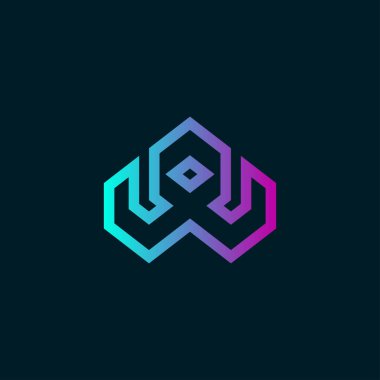 Minimalist renkli W harfi logo tasarım şablonu elementleri 