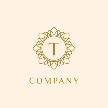 Lüks monogram harf T logotype. Birinci sınıf marka ikonu. Zarif alfabe / ilk çerçeve tasarım vektörü. Güzellik endüstrisi, kozmetik, kuaför, butik, spa, şirket, şirket vs. için kullanılabilir. 