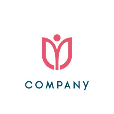 Lale çiçeği ve insan silueti tasarımı. Güzellik salonu logosu. Sağlıklı yoga logosu. kozmetik marka logosu. 