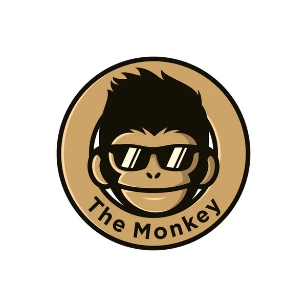 안경을 디자인 일러스트를 원숭이 원숭이의 아이콘 유인원 아이콘 원숭이 엠블렘 — 스톡 벡터