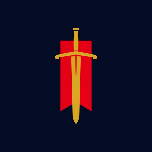 Premium Elegante Vetor Design Logotipo Espada Ícone Símbolo Espada Cavaleiro — Vetor de Stock