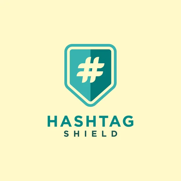 Hashtag Vetor Design Logotipo Escudo Mostrando Ícone Escudo Com Ícone —  Vetores de Stock