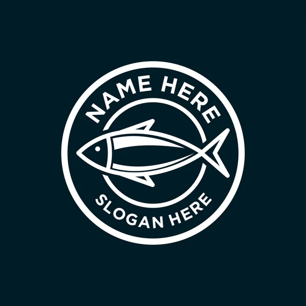 Рибний Значок Емблема Логотипу Ілюстрація Можна Використовувати Ресторану Морепродуктів Риболовлі — стоковий вектор