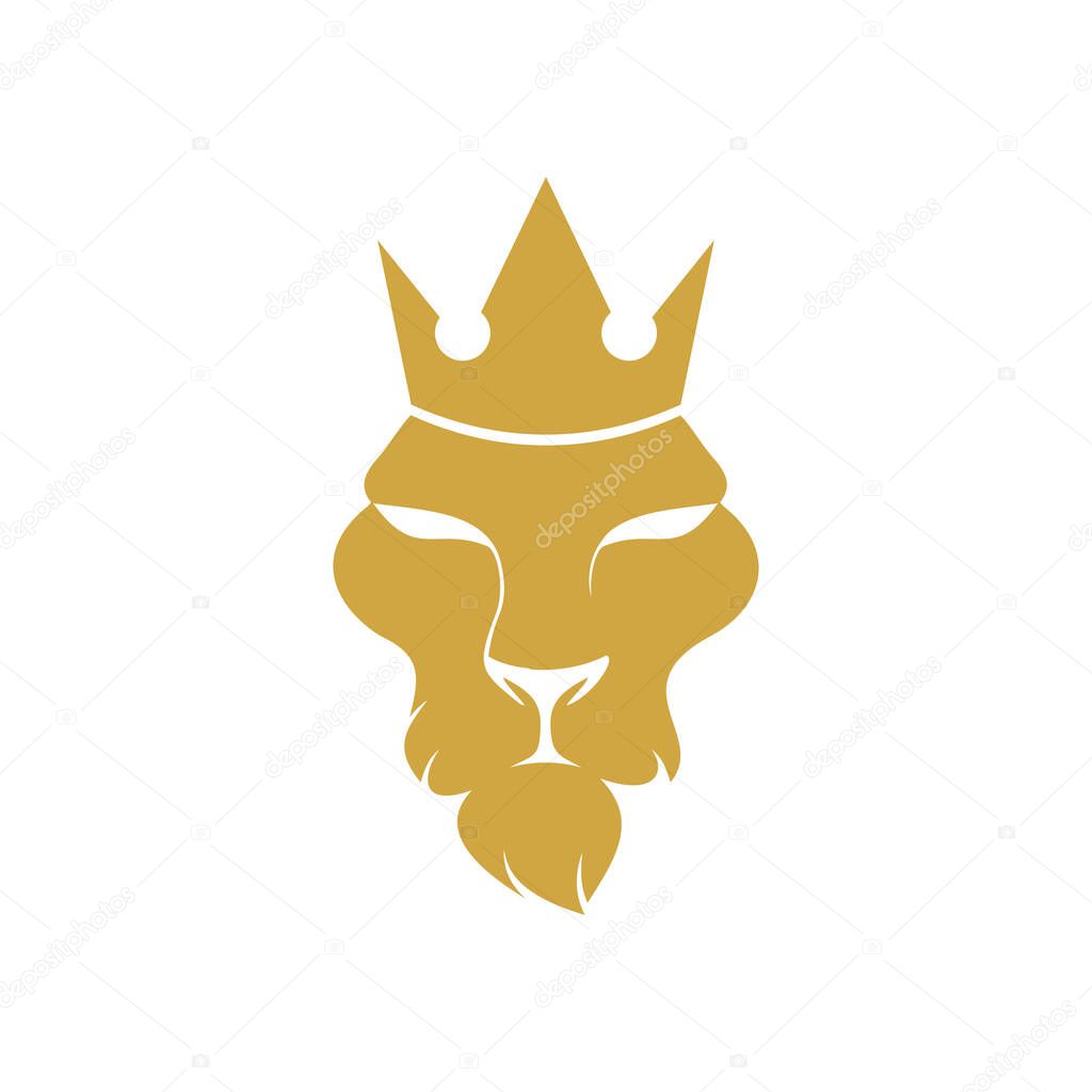 Lion King Logo Design Vector Illustration Consisting Of A Golden Lion Face Head With A Crown Premium Vector In Adobe Illustrator Ai Ai Format Encapsulated Postscript Eps Eps Format