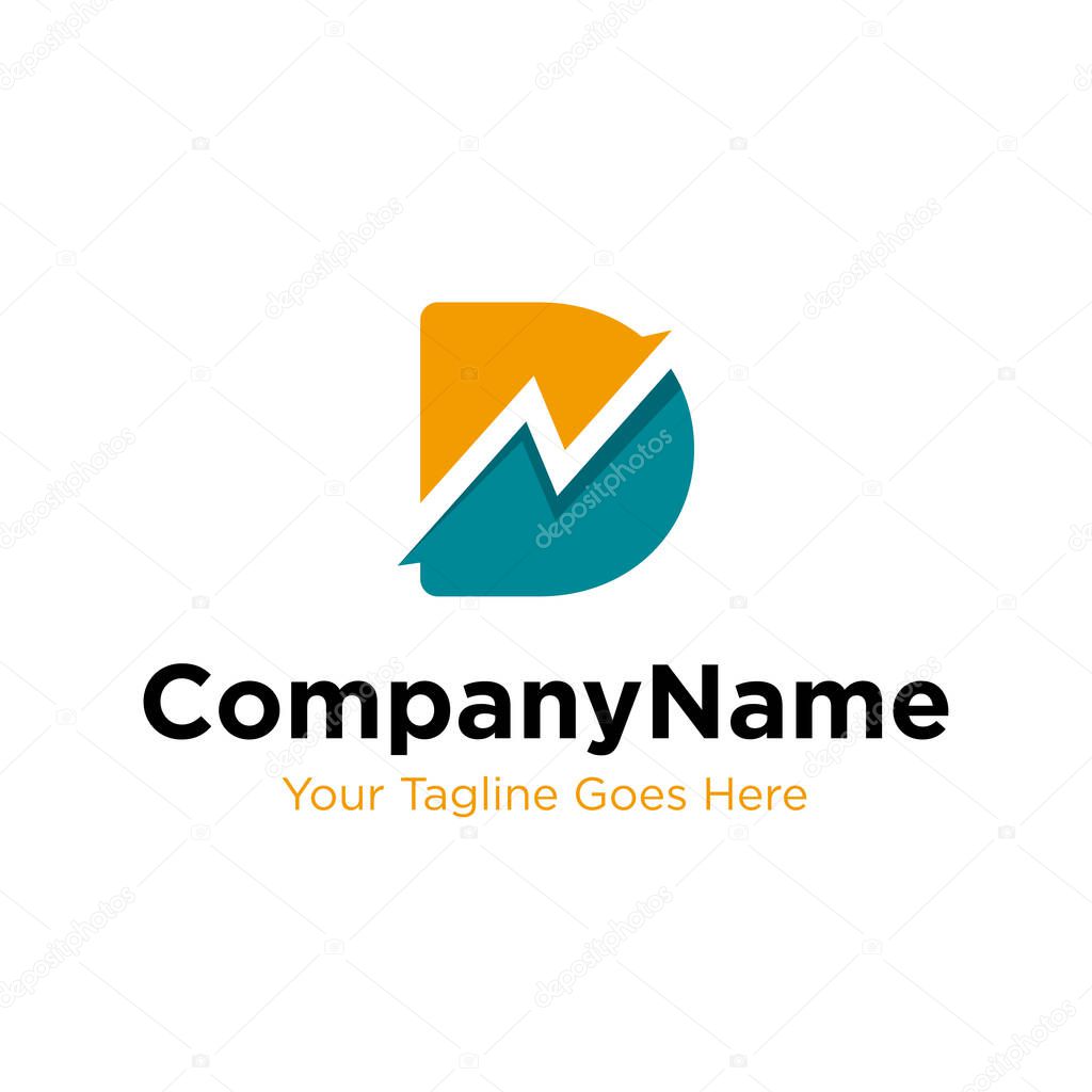 Letter D trade marketing logo design vector. initial D and chart diagram graphic concept. company, corporate, business, finance symbol icon