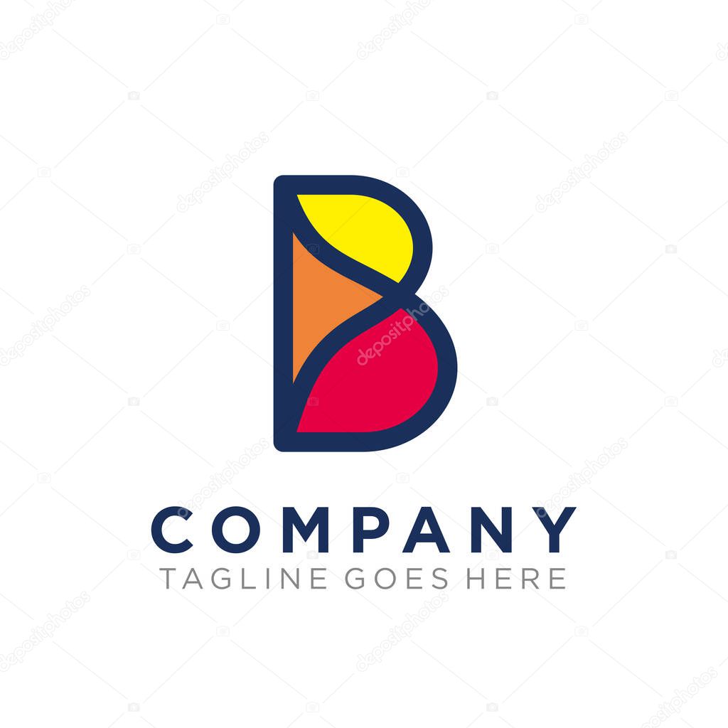 simple letter B logo icon with outline design template elements. company/corporate logo. initial logo. multimedia logo. 