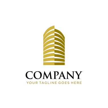 Zarif emlak logosu tasarım vektör şablonu çizimi. premium bina, işletme, finans, şirket, şirket, konut, apartman, sanayi simgesi 