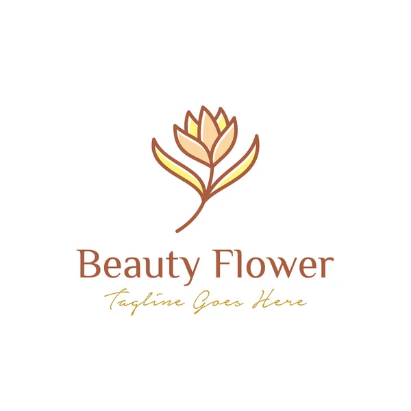 Diseño Lujoso Del Logotipo Flor Belleza Logotipo Flores Hojas Plantilla — Vector de stock