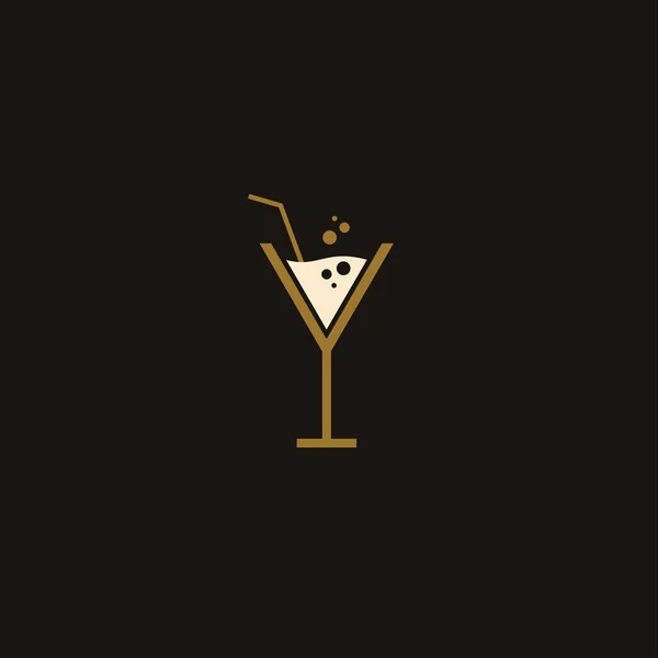 Vintage Glas Cocktail Logo Design Vektor Alkohol Trinken Symbol Vektor — Stockvektor