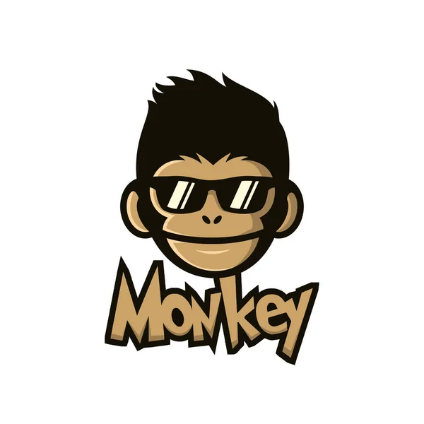 酷猴子戴眼镜标志矢量设计说明 猴子头 脸图标 猿的脸图标 猴子徽章病媒 — 图库矢量图片