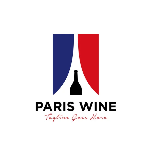 Diseño Del Logotipo Del Vino París Vector Plantilla Ilustración Que — Vector de stock