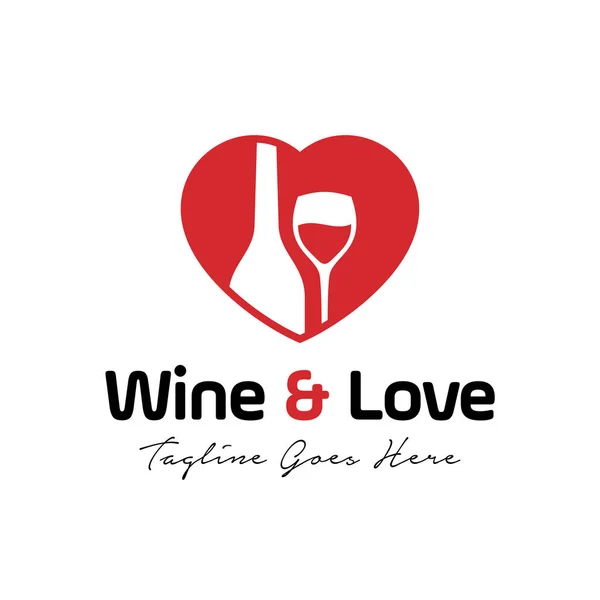 Vino Amor Logotipo Diseño Plantilla Que Consiste Una Copa Vino — Vector de stock