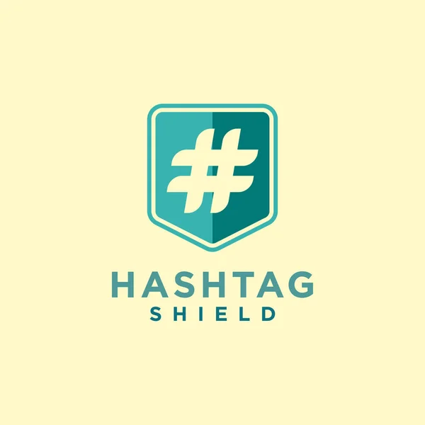 Hashtag Vetor Design Logotipo Escudo Mostrando Ícone Escudo Com Ícone —  Vetores de Stock