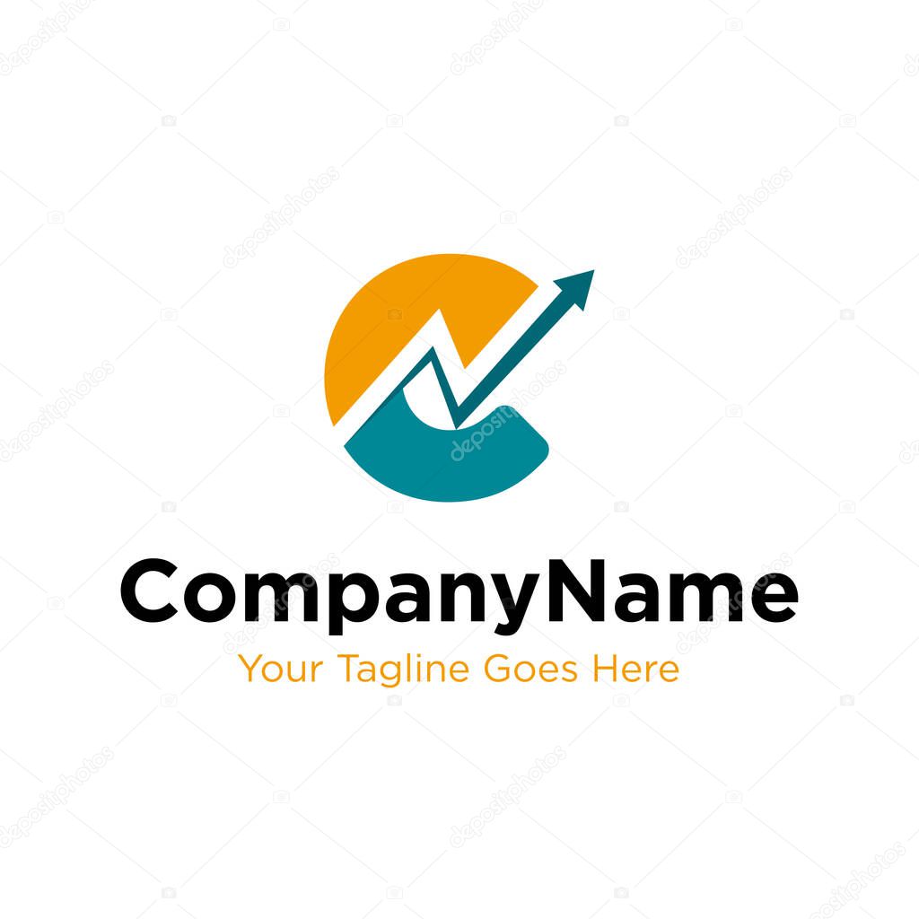 Letter C trade marketing logo design vector. initial C and chart diagram graphic concept. company, corporate, business, finance symbol icon