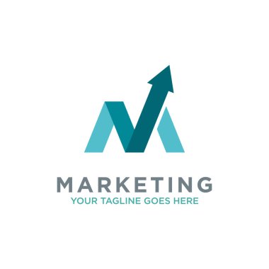 M harfi ticari pazarlama logosu tasarım vektörü. Grafik, finans, yatırım ve şirket logo vektörü olarak M harfiyle başlıyor.