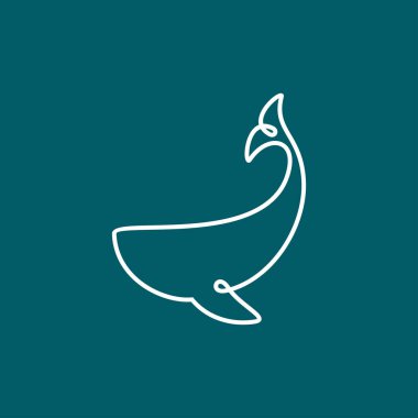 Balina logosu tasarım şablonu. Çizgi sanatı, monolin, taslak konsept tarzı. Modern balina illüstrasyonu