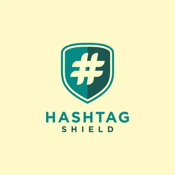 Vector Diseño Logotipo Escudo Hashtag Que Muestra Icono Escudo Con — Vector de stock