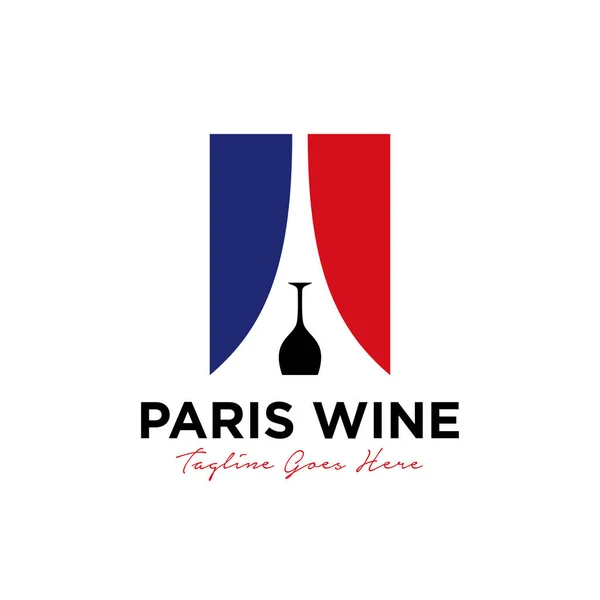 Diseño Único Del Logotipo Del Vino París Vector Plantilla Ilustración — Vector de stock
