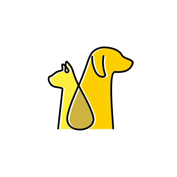 Prosta Linia Sztuki Monoline Zarys Kot Pies Projekt Logo Wektor — Wektor stockowy