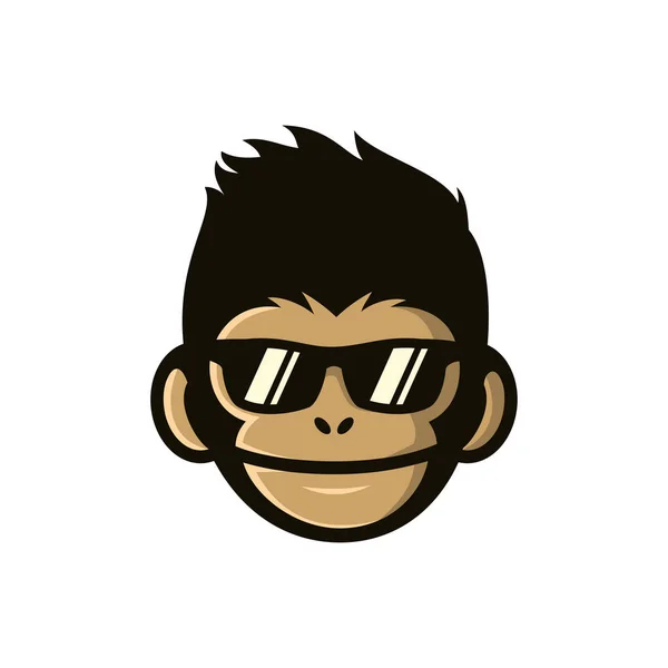 Cool Monkey Wearing Glasses Logo Vector Design Illustration Monkey Head — Stock Vector