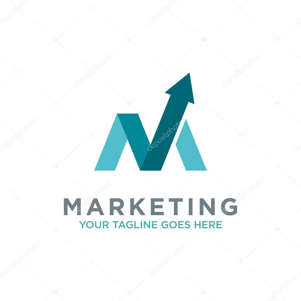 Letter M trade marketing logo design vector. with initial M as chart diagram graphic, financial, investment, company logo vector