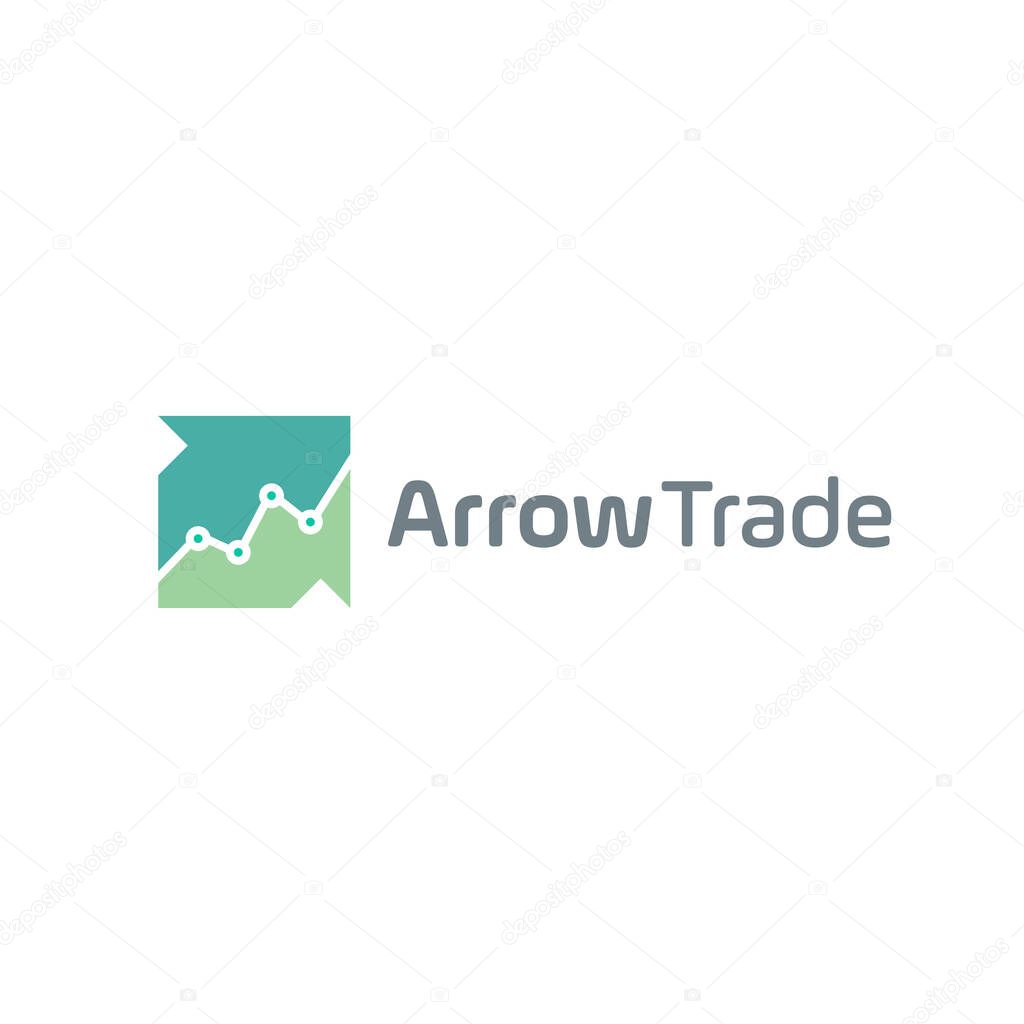 Chart stats on arrow as growth economy, market success, economy increase logo design, growth graph illustration