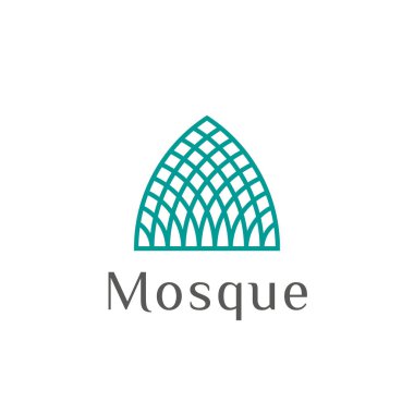 Cami logosu tasarım vektör şablonu çizimi. İslami mimari, Müslüman cemaati, ibadet odası, Ramazan kareem sembol simgesi. 