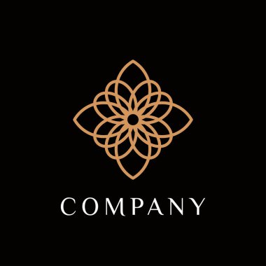 Çizgi Sanat Çiçeği ikonu desenli logo tasarımı ilham kaynağı. Güzellik salonu logosu. kozmetik marka logosu 