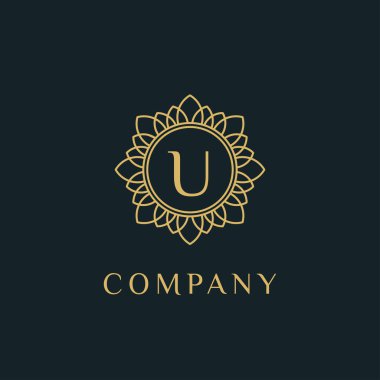 Lüks monogram U logotype. Birinci sınıf marka ikonu. Zarif alfabe / ilk çerçeve tasarım vektörü. Güzellik endüstrisi, kozmetik, kuaför, butik, spa, şirket, şirket vs. için kullanılabilir. 