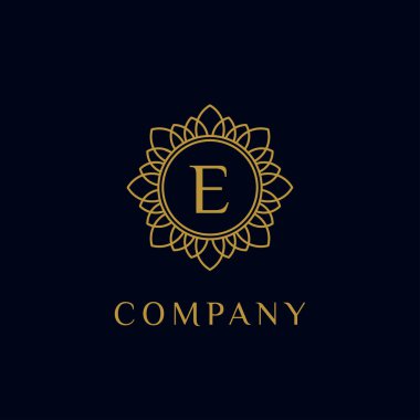 Lüks monogram E harfi logotype. Birinci sınıf marka ikonu. Zarif alfabe / ilk çerçeve tasarım vektörü. Güzellik endüstrisi, kozmetik, kuaför, butik, spa, şirket, şirket vs. için kullanılabilir. 