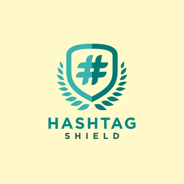 Hashtag Vetor Design Logotipo Escudo Mostrando Ícone Escudo Com Ícone —  Vetores de Stock